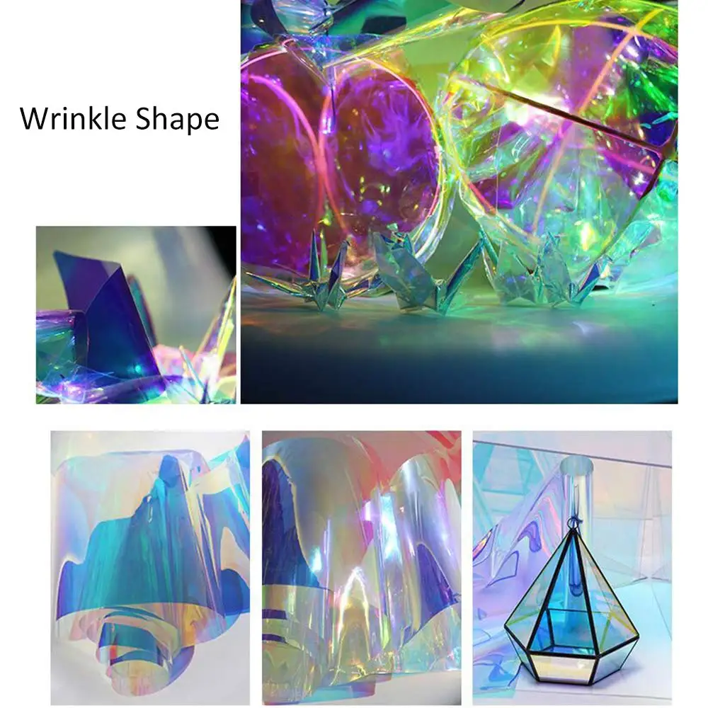 2/3/5 Meter Iridescent Window Film PVC Transparent Rainbow Color Glass Vinyl Holographic Glossy Colorful Window Tint for Home