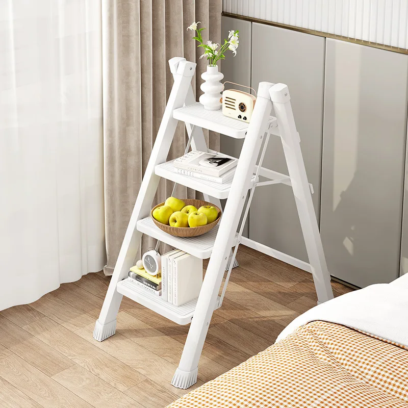 Cream style home folding ladder, colorful folding ladder, climbing folding ladder, storage rack, flowerpot rack, plant rack