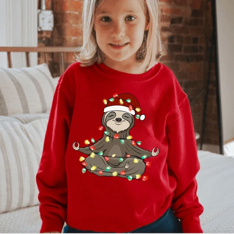 

Christmas Animal Cartoon Print Children's Sweatshirt Cartoon Brand Clothing Loose Round Neck Long Sleeve Pullover Toddler Cloth