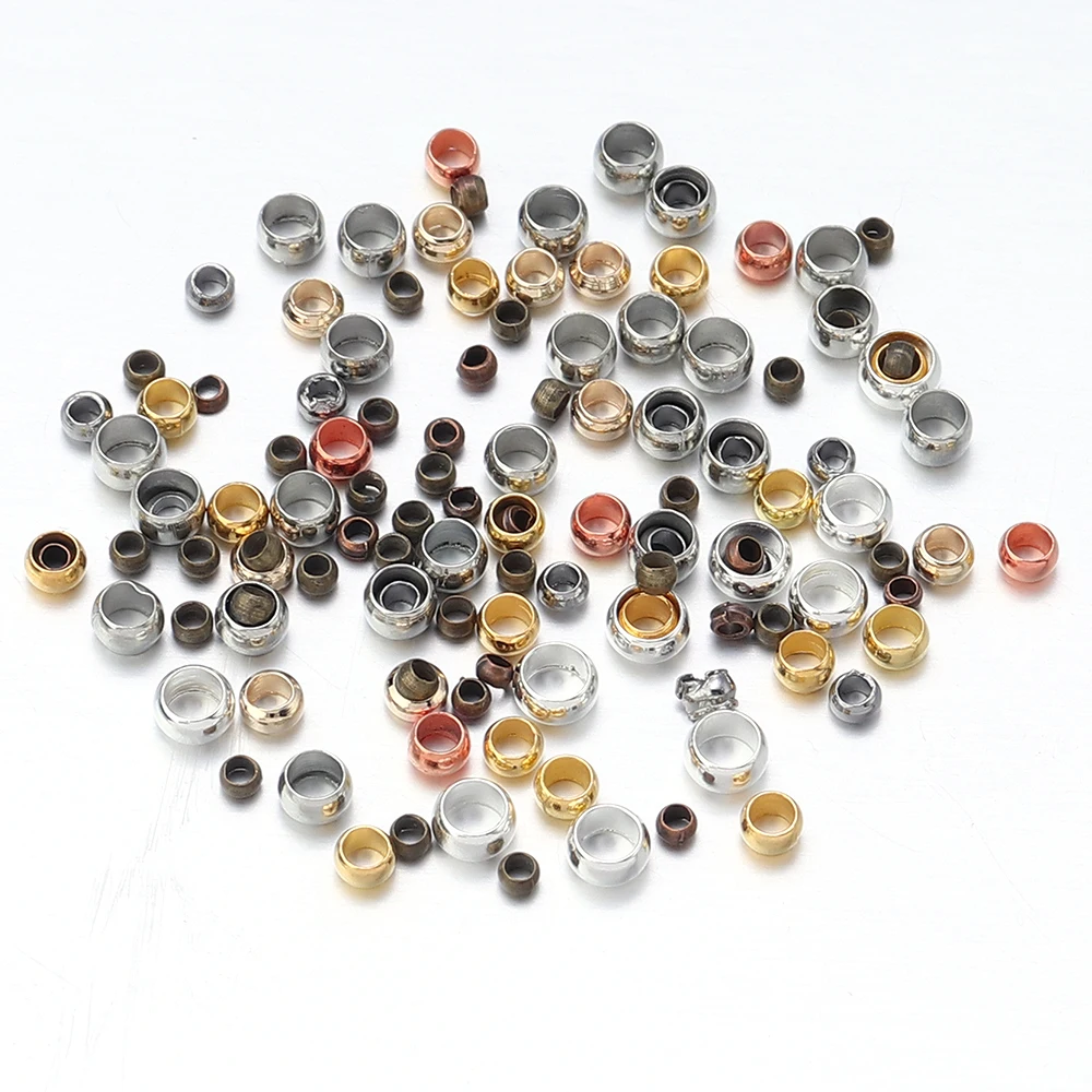 200Pcs Copper Round Stopper Crimp End Beads Positioning Spacer Beads For DIY Handmade Bracelets Necklace Jewelry Making Supplies