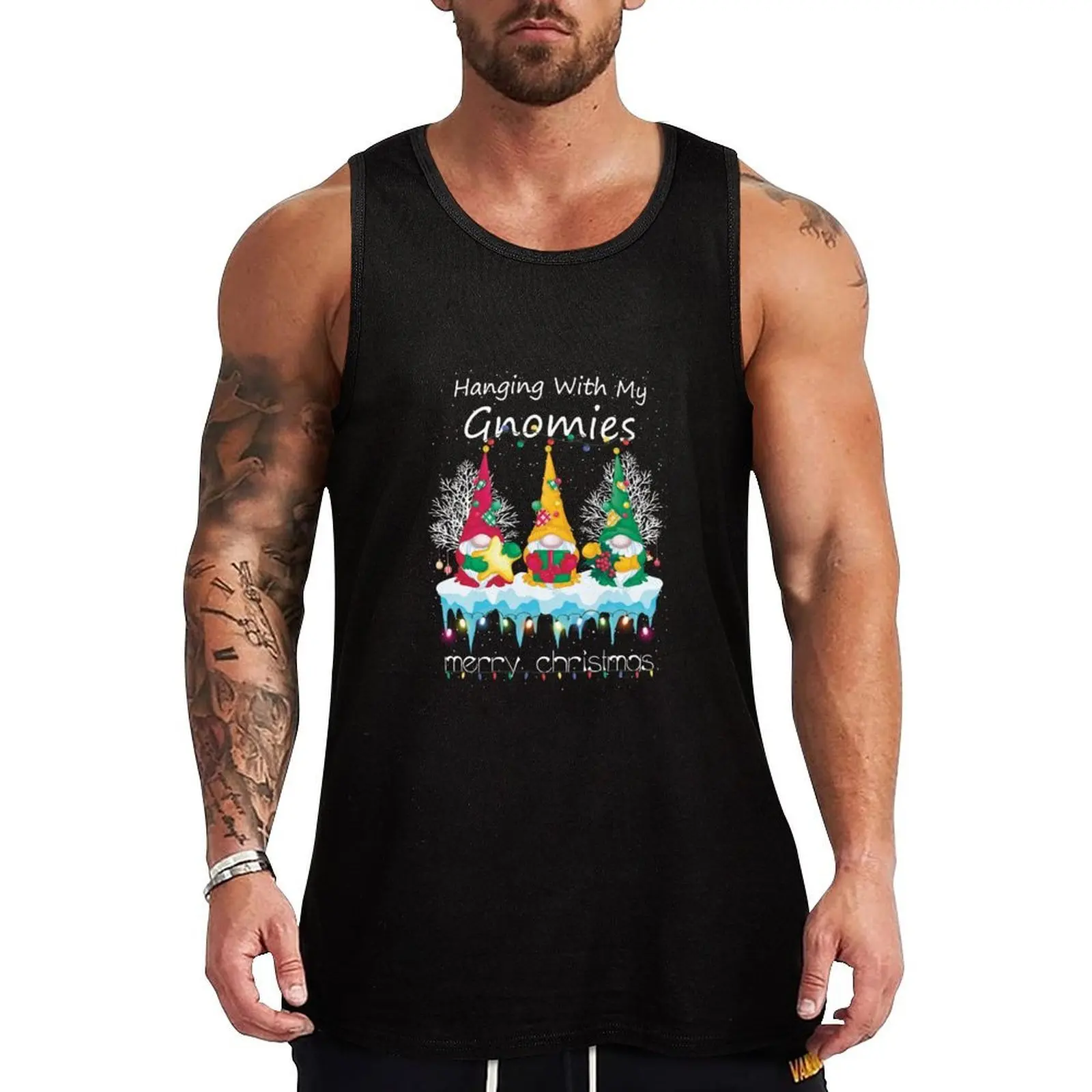 Gnome Christmas - Hanging with My Gnomies Christmas Tank Top Workout Ready Tank Top Moisture Wicking Athletic Top