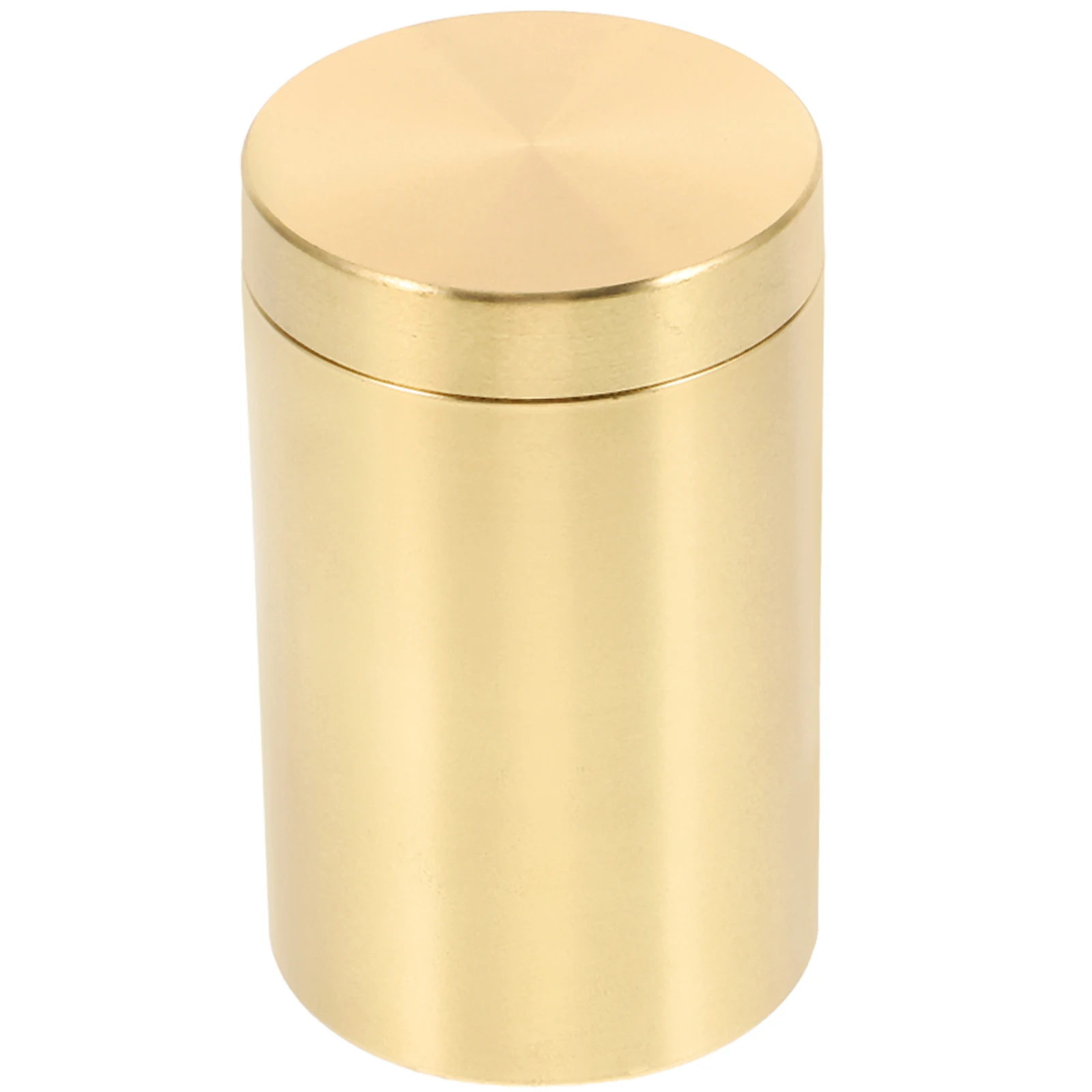 

1pc Brass Tea Jar Tea Bottle Container Golden Lid Simple Design Sturdy Cereal Can Food Storage Cereal Can Household