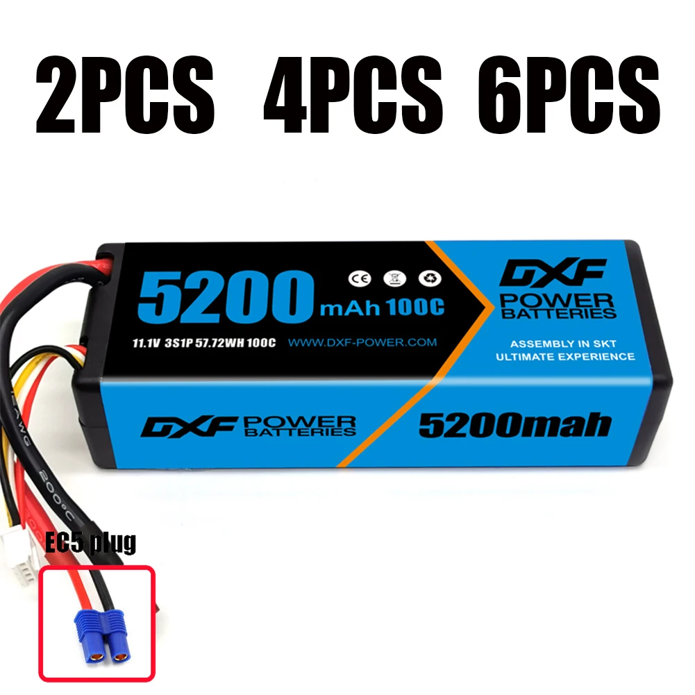 

DXF 11.1V 100C 5200mAh 3S Lipo Battery with EC5 Connector Hardcase Battery for RC Car Boat Truck Helicopter Airplane