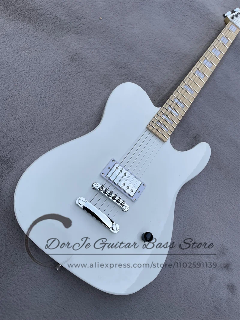 White Electric Guitar H Pickup  Fixed Bridge Maple Fingerboard white Shell Inlay Chrome Hardware Custom Color