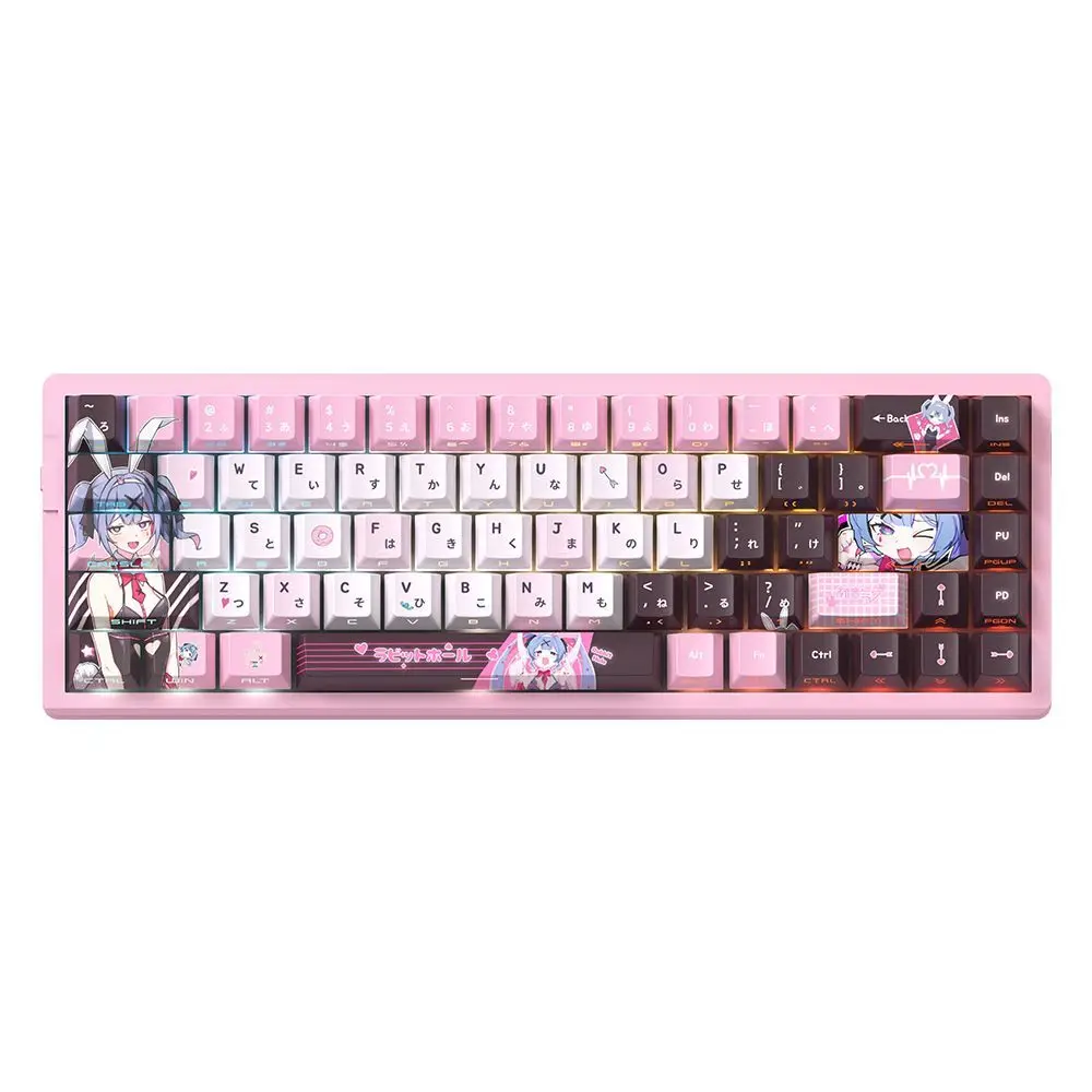 Hatsune miku coelho buraco anime tema keycap lado original de fábrica esculpido translúcido pbt processo de sublimação térmica de cinco lados