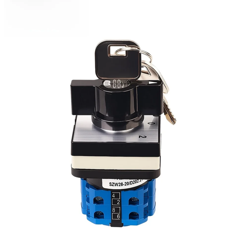 General Changeover Switch 20A Three Position 2-Section with Locking Function 4-Hole Mount for AC23A AC3 AC4 DC21A Duty Cycles