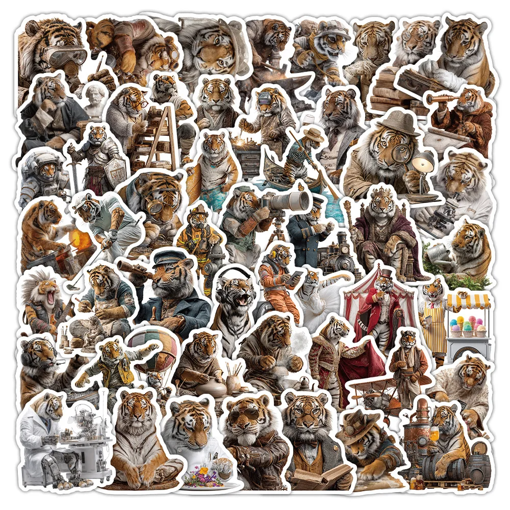50 pieces of twelve zodiac tiger stickers - creative high-definition tiger decorative stickers