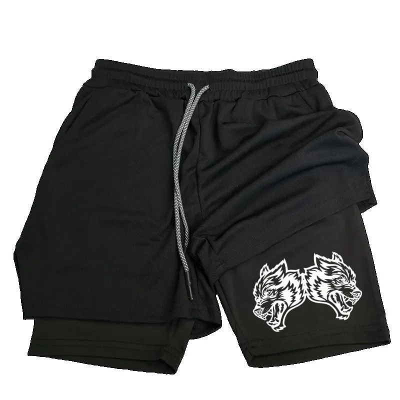 

Мужские шорты 2 в 1, двухслойные, для бега, спорта, фитнеса, повседневные, с принтом, для тренажерного зала, мужские спортивные штаны mertra