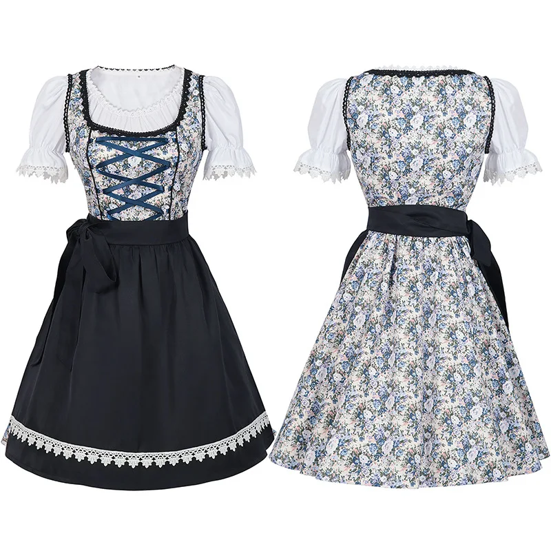 Vestido de disfraz de Oktoberfest Dirndl para mujer, traje de camarera de cerveza de Alemania, traje de Cosplay Medieval, vestidos de fiesta de Halloween