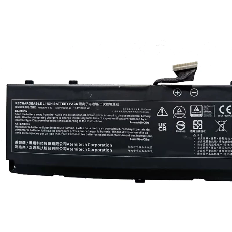 CP Laptop Battery PD50BAT-6-80 PD50BAT-6 11.4V/80Wh/6780mAh For Getac 6-87-PD50S-82B00 Rechargeable Laptop Battery