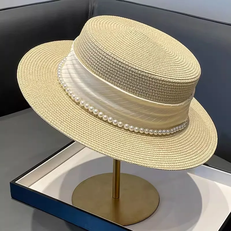 chapeu-de-palha-feminino-estilo-retro-com-topo-reto-novo-estilo-de-verao-protecao-solar-para-viagens-aba-larga-e-respiravel