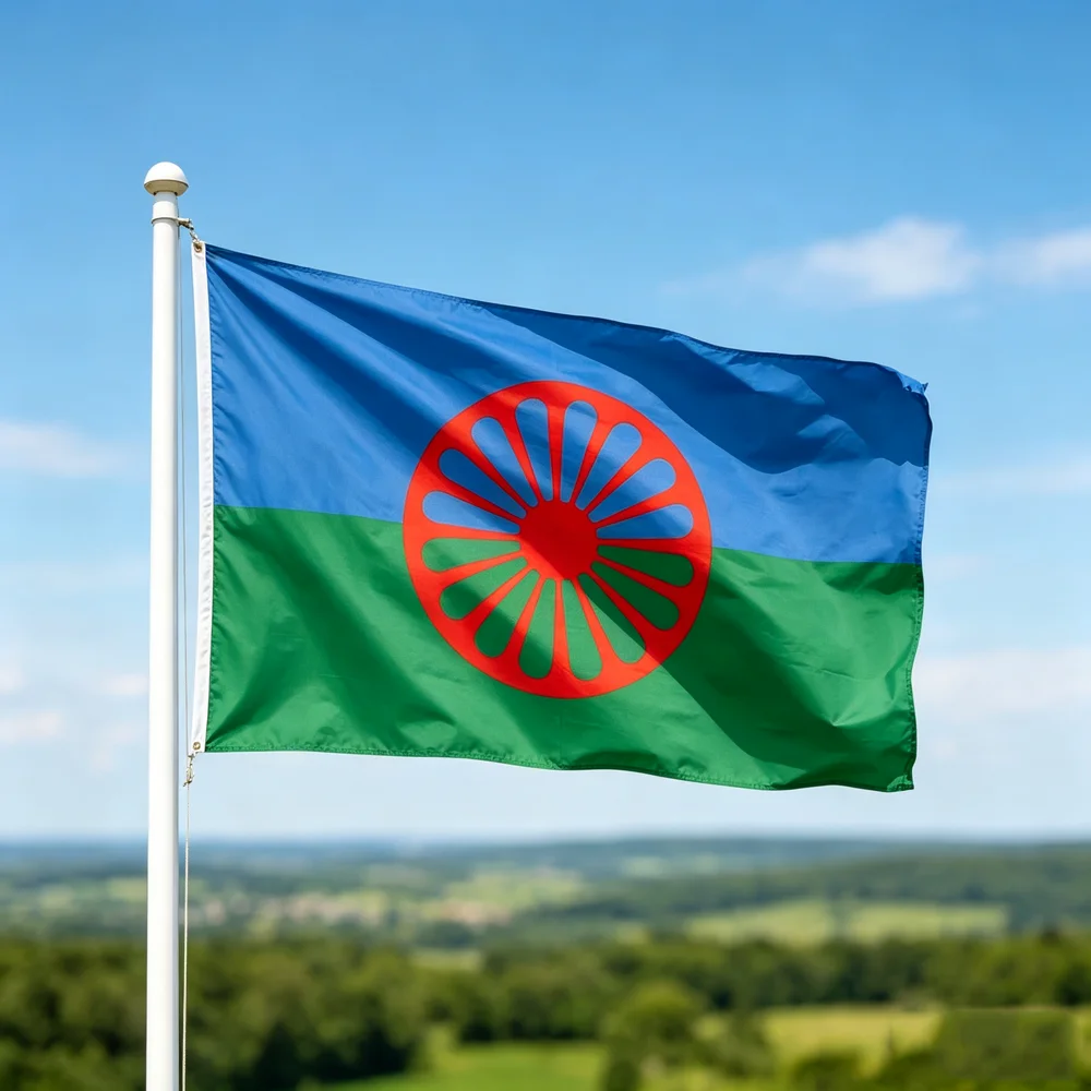 Rom Gypsy Flag of the Romani People 3x5FT 90x150cm 60x90cm - Ethnic Cultural Symbolic Bunting for Display And Celebration