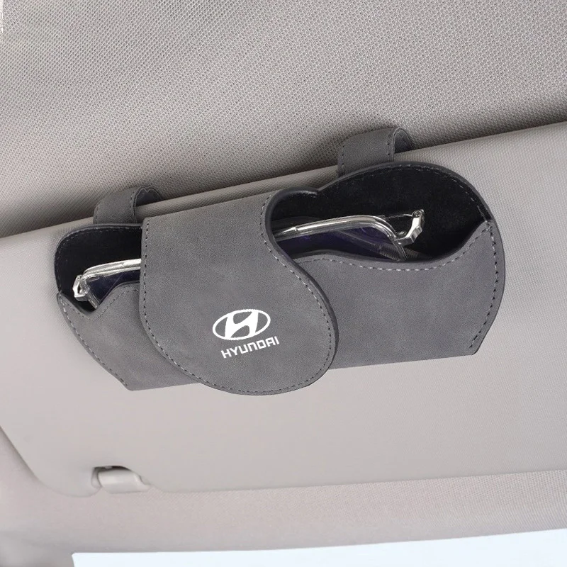 Car Sun Visor Storage Organizer Sun Glasses Holder Accessorie For Hyundai I10 IONIQ Nexo Elantra Sonata Grandeur Tucson Santa Fe