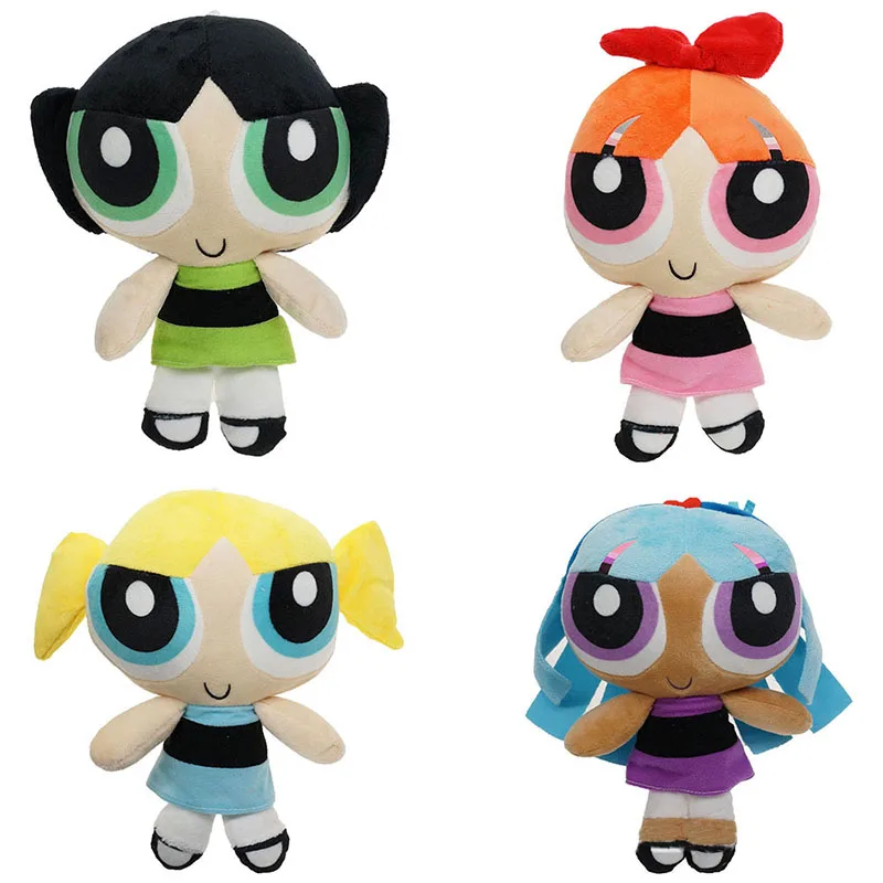 20cm Kawaii Cartoon The Powerpuff Girls Bubbles Blossom Buttercup Action Figure Doll Soft Pillow Toys Girls Birthday Gifts