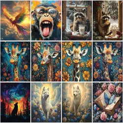 CHENISTORY DIY Pictures By Number Giraffes, white fox Kits Painting By Numbers Animal Art Drawing On Canvas Gift Home Decor
