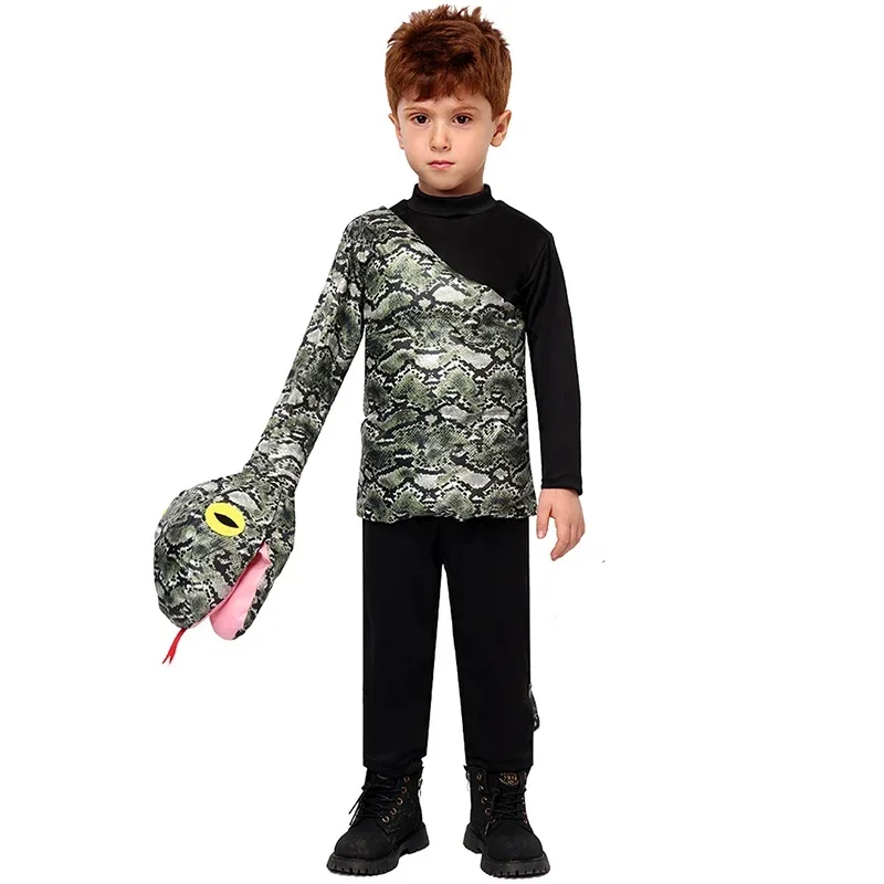 2025 مجموعة جديدة meisje kind gigantische Anaconda slangen Halloween Aankleden jongens kinderen slang marionet kostuum