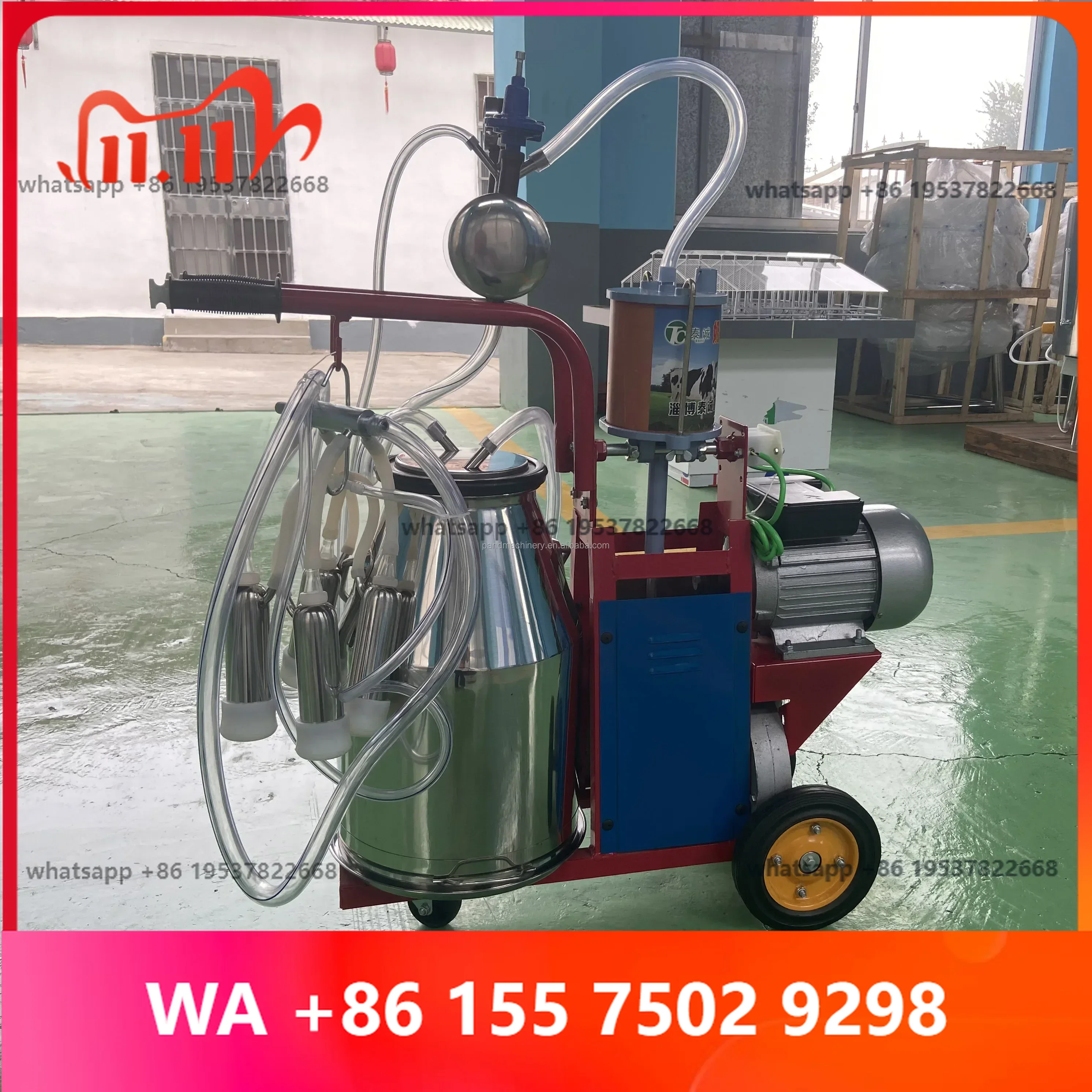 Full Automatic Stainless Steel Piston Milking hine for Sheep and Cow 4-Hed Food Gr