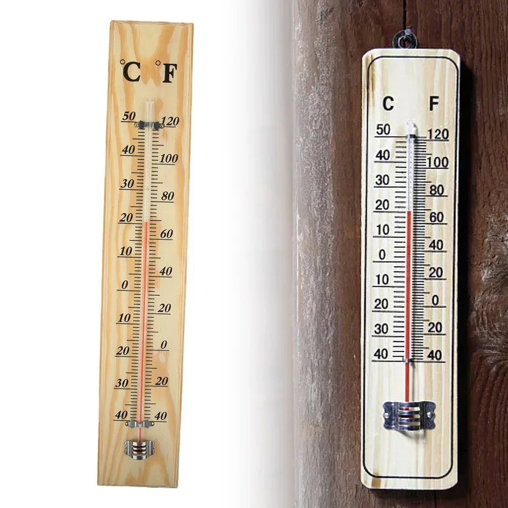 Wall Hang Wooden  Thermometer Indoor Outdoor Garden House Garage Office Room Hung Logger -40 °C To 50 °C / -40 °F To 120 °F