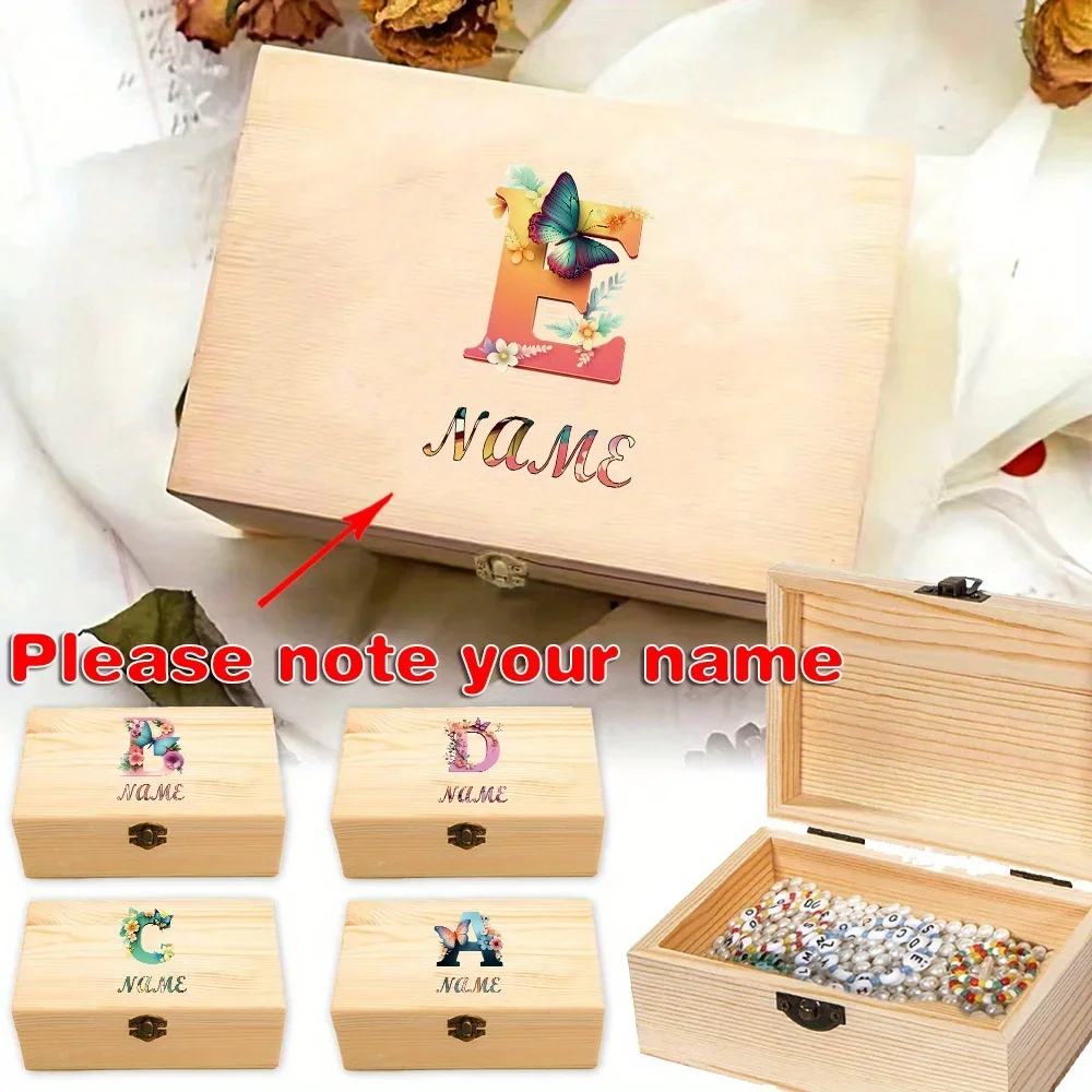 Customized Name Wooden Storage Box Jewelry Ring Display Case Organizer Multifunctional Decoration Container Personalized DIY