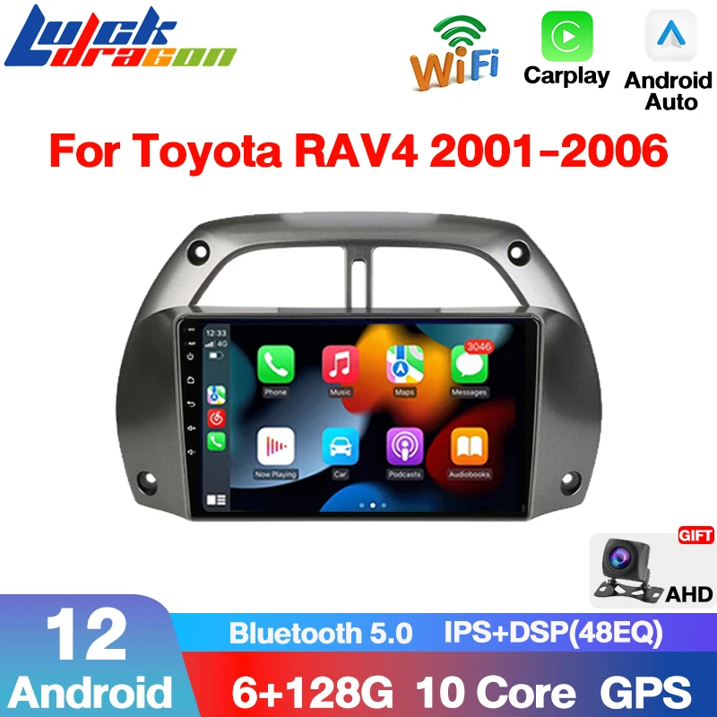 Wireless Carplay Android Auto Car Bluetooth Radio For Toyota RAV4 Rav 4 2001-2006 Multimedia Video Player GPS FM AM Autoradio