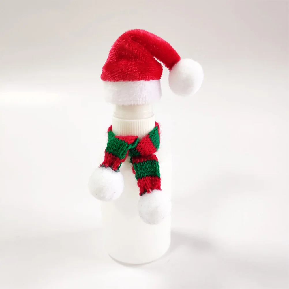 

5 Pcs Knitted Scarf Christmas Decor Small Holiday DIY Hairball Wine Bottle Mini Scarves for Snowman Craft Decoration Miniature