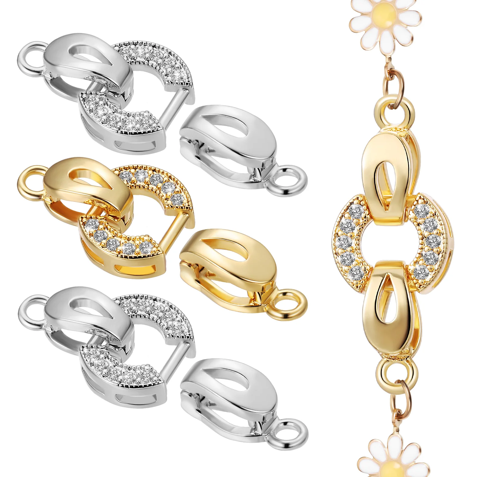 

4 Clasps 18K Gold Silver Beads Handmade Bracelet Necklace Closures Copper Electroplated Jewelry Making Supplies Multi