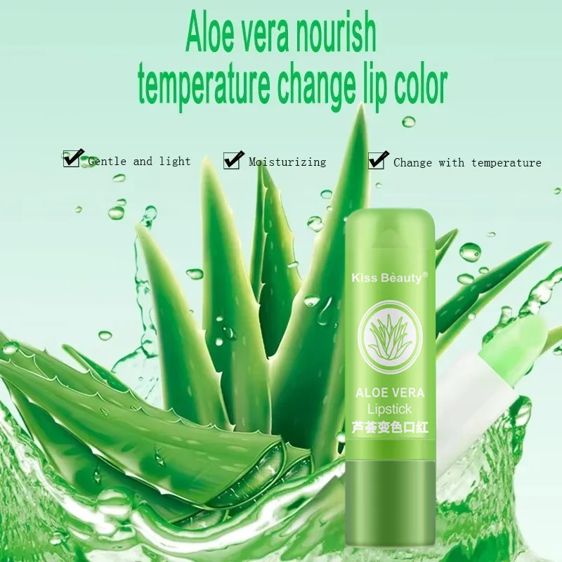 New Natural ALOE VERA Temperature Change Color Jelly Lipstick Long Lasting Moistourizing Lip Makeup Lip Balm Lip Gloss