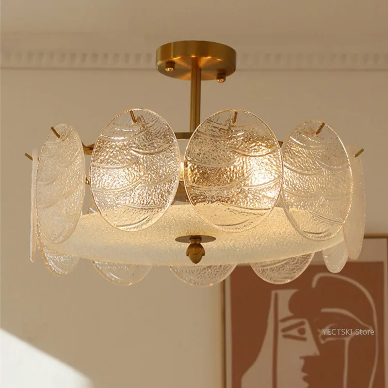 

European American minimalist glass ceiling light bedroom French medieval light luxury post-modern room dining room living room