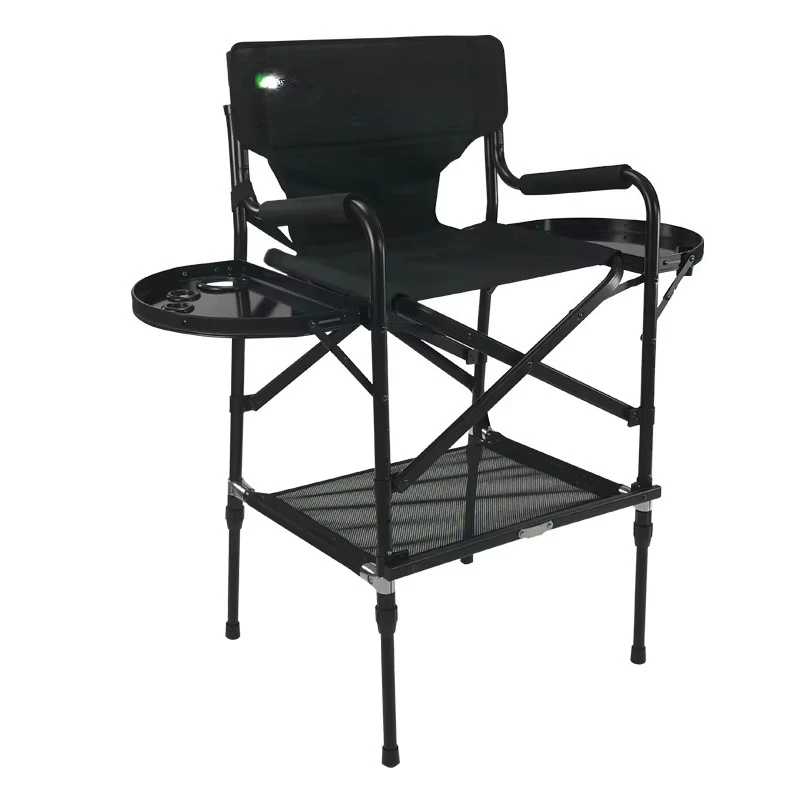 Portable Foldable Tall Director Adjustable Makeup Artist Chair With Headrest