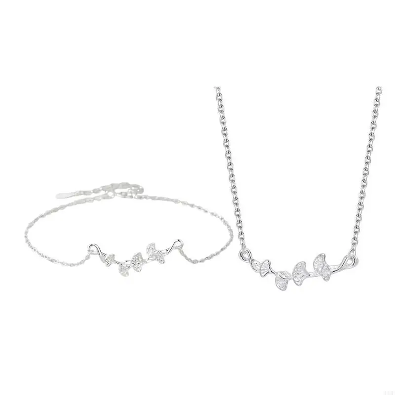 D46E Stylish Ginkgoes Leaf Jewelry Set Featuring Allergy Resistant Design Perfect For Everyday Wear Or Special Occasions