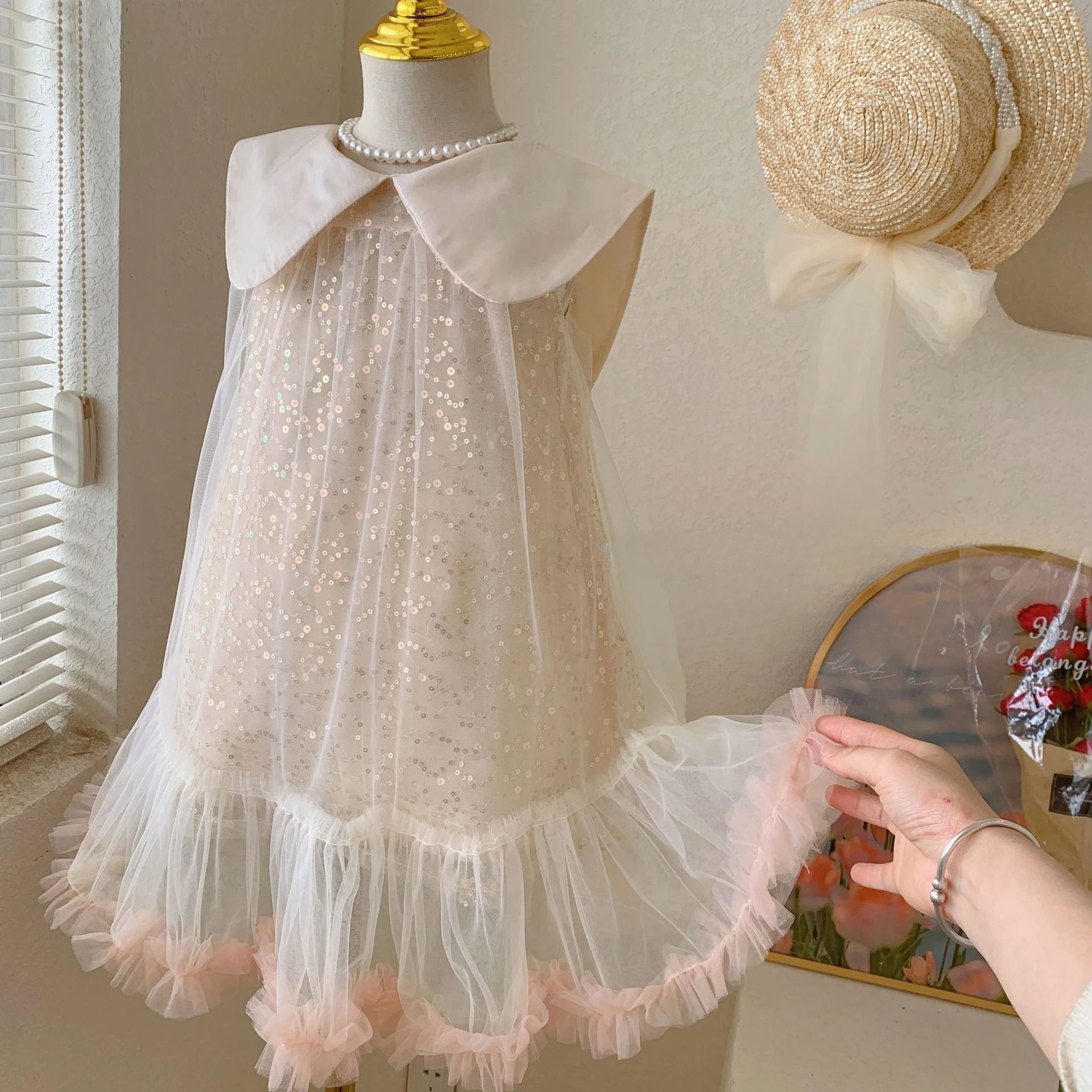 Vestido de princesa con lazo para niña, ropa bonita y suave de edición coreana, novedad de verano, 2024