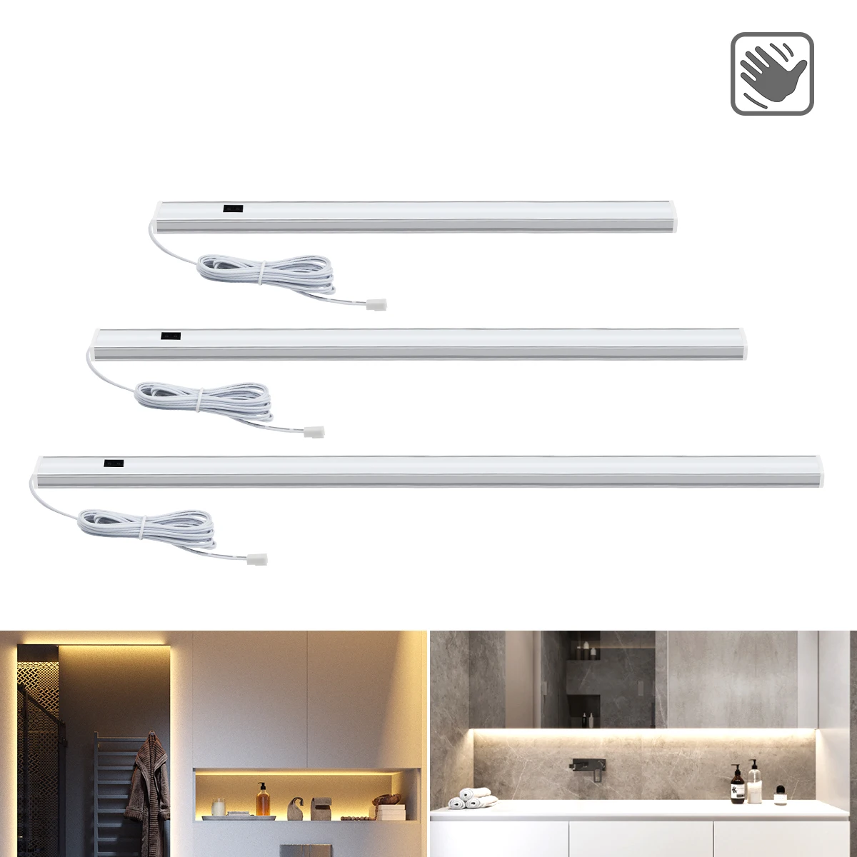 Smart LED Kitchen Light Hand Sweep Sensor Waving ON/OFF Lamp High Brightness Backlight for Cabinet Wardrobes Drawer 30/40/50 cm