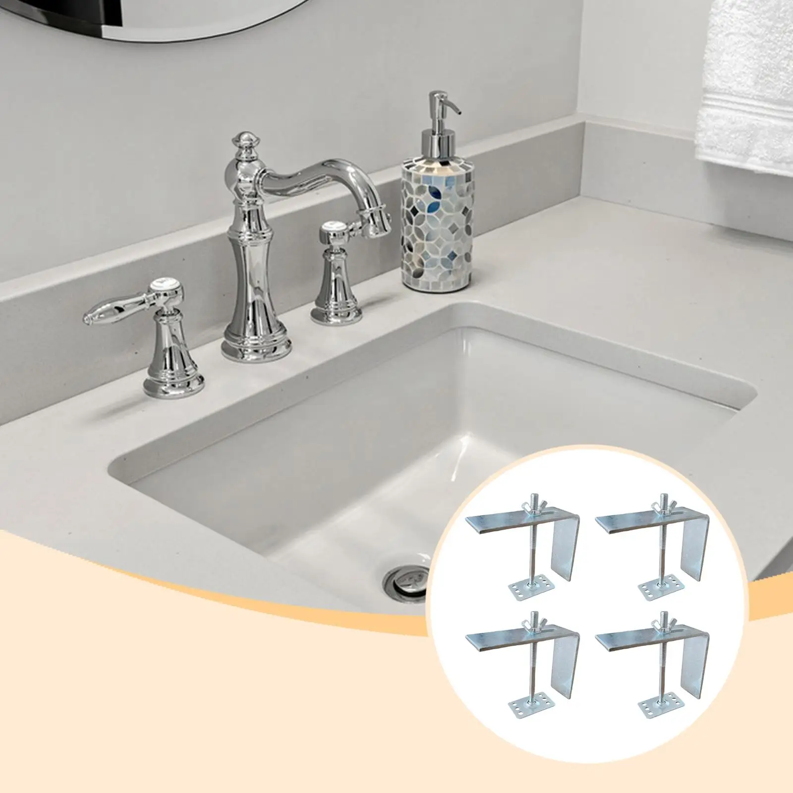 Mounting Brackets for Kitchen Bathroom Stone Sink Heavy Duty Iron Undermount Clips for Thick Edges