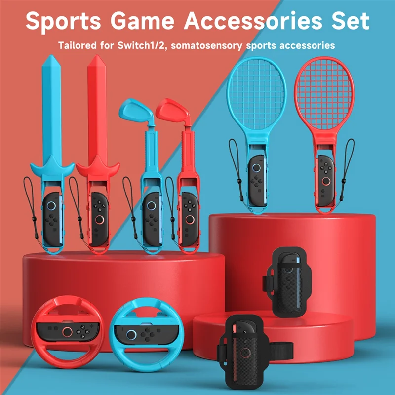 

ELECT-For Nintendo Switch 2 Games Accessory Kit 10-In-1 Switch 2 Sports Bundle Includes Tennis Rackets, Golf Clubs, Swords