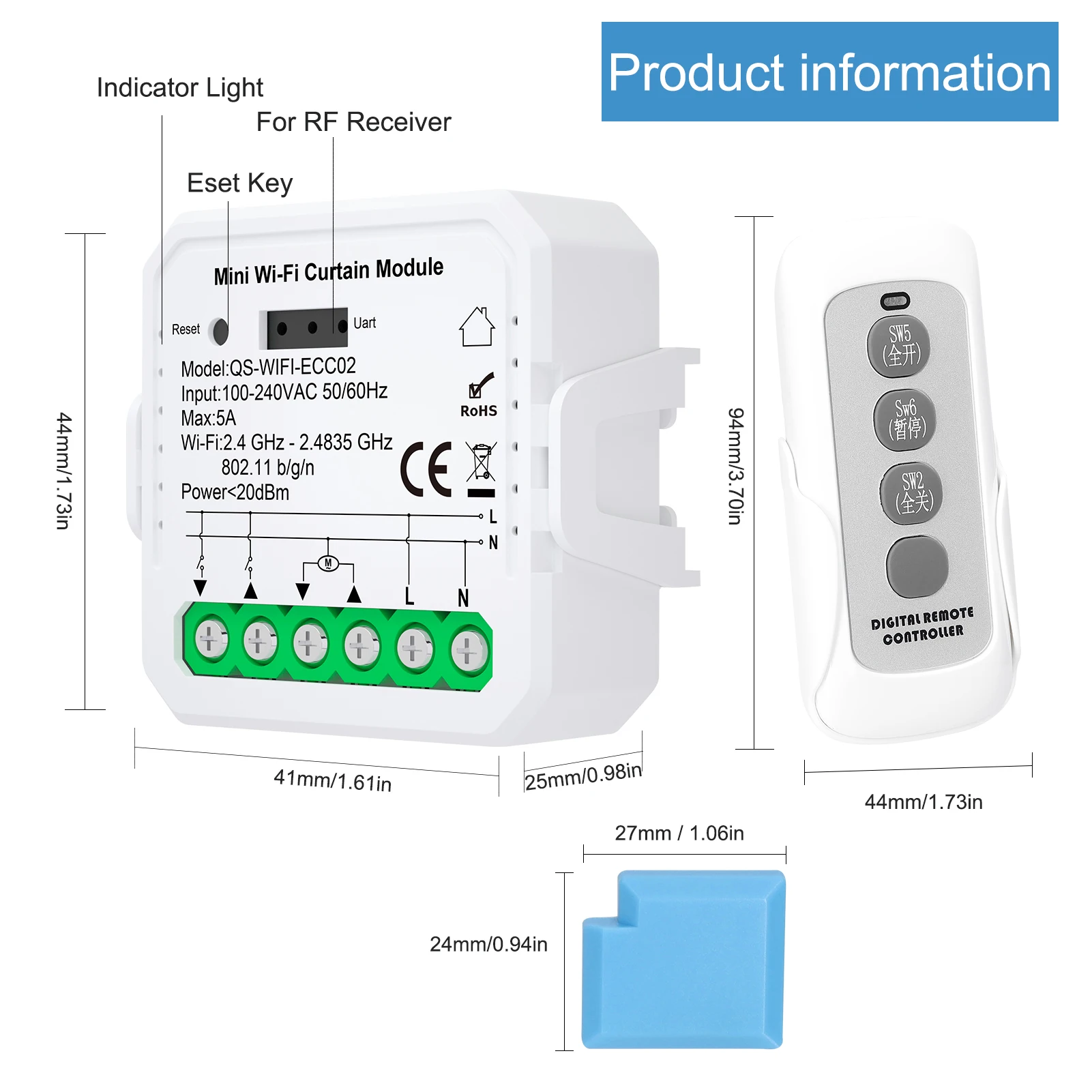 Tuya ZigBee WIFI Smart Curtain Controller Switch modulo RF tenda estensibile Timer on-off per Alexa Google Home controllo vocale