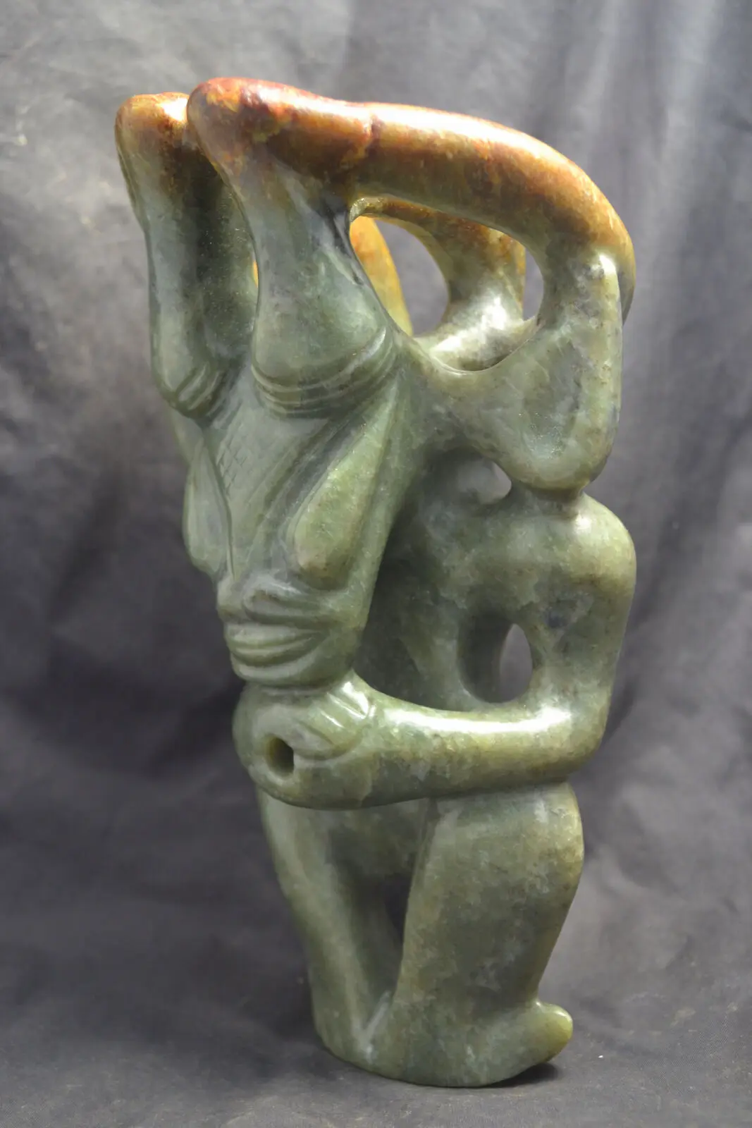 Neolithic Hongshan Cultural Jade 6 Horns Sun God Alien Figure Totem Carving LLZB Timestown 20201126A