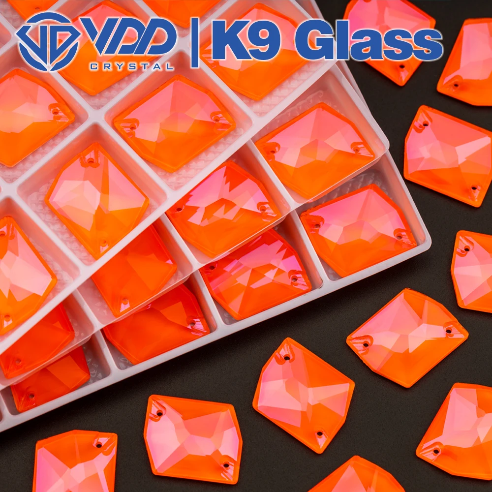 VDD 17x21mm Neon Orange Cosmic Top Quality Glass Sew On Rhinestones Crystal Flatback Stones For Clothes Decoration Wedding Dress