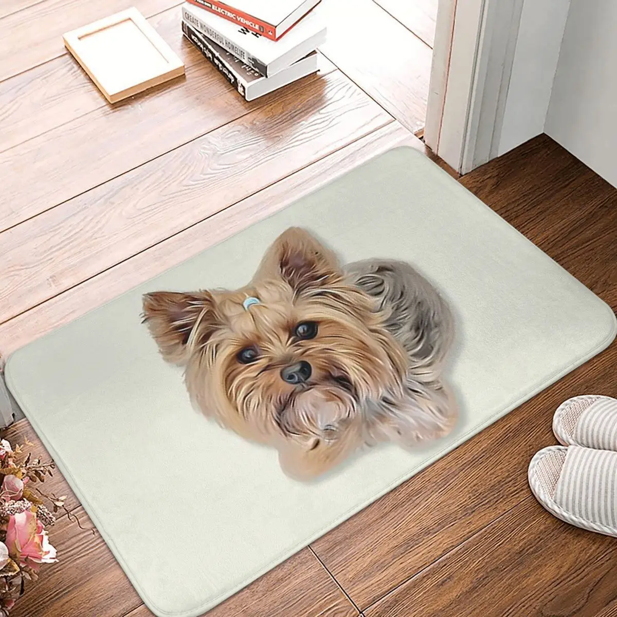 Cute Yorkshire Terrier Dog Art Design Anti-slip Doormat Floor Mat Carpet Rug for Kitchen Entrance Home Balcony Footpad Mats