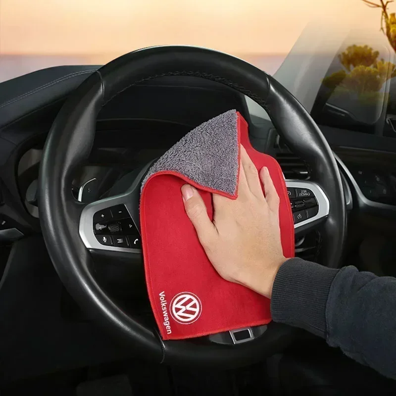 Car Microfiber Cleaning Towel Wipe Drying Cloth Clean Tools For VW GTI Polo Passat B6 7 Golf Tiguan T-ROC Jetta Arteon Beetle CC