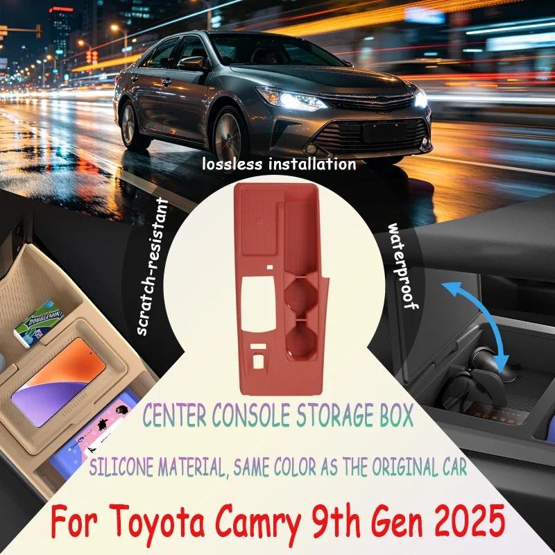 For Toyota Camry 9th Gen 2025 Center Console Full Silicone Protective Pad, Anti-Scratch Drop-in Mat, Interior Accessory