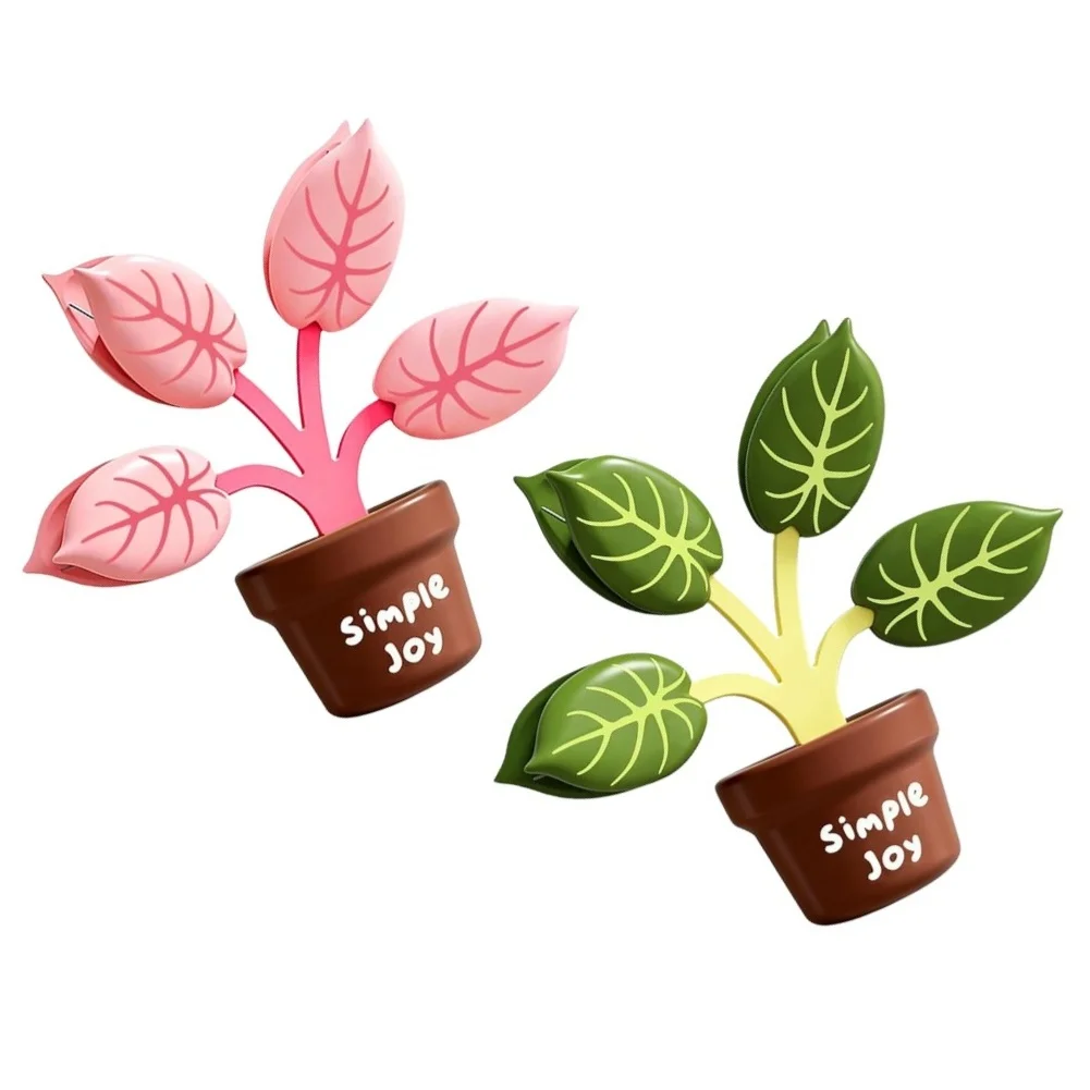 Magnetic Food Clips with Organic Plant Outline for Reliable Bag Sealing and Convenient Fridge Organization in Home Kitchen