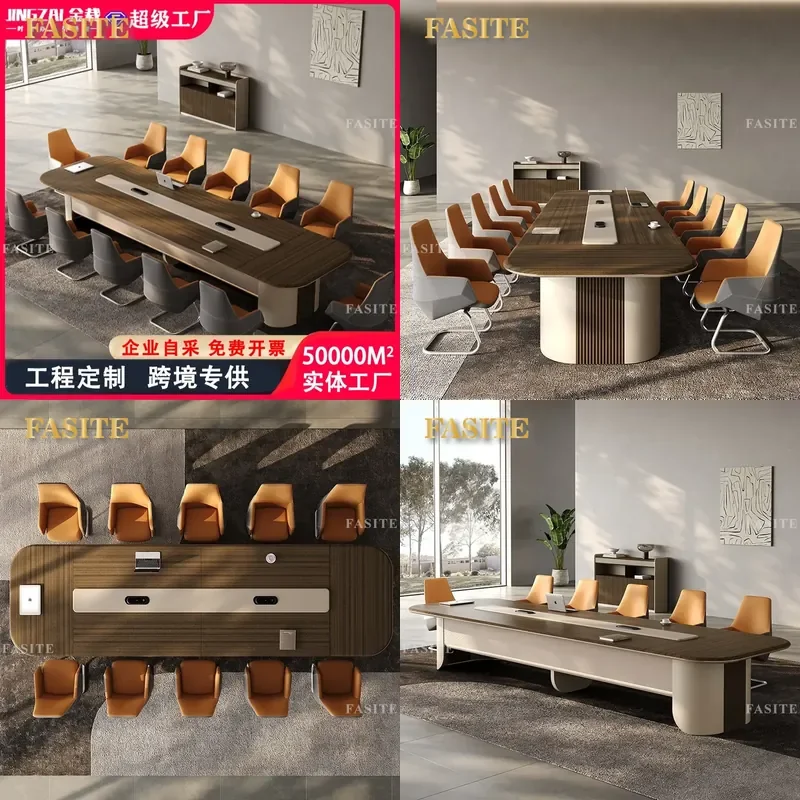 For Modern Large High End Conference Table Simple Long Meeting Desk with Chairs Negotiation Training Room Furniture Set