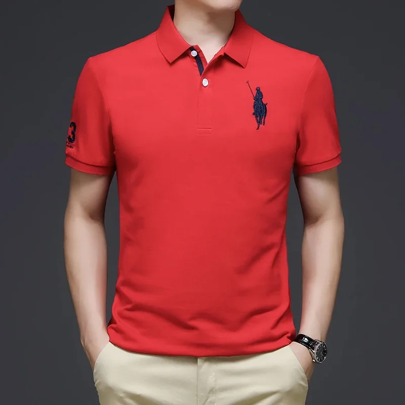 New Embroidered Polo Shirt 2024 Trendy Brand Summer Men\'s Golf Shirt Logo Short Sleeve Tops Men Clothing Business Casual T-Shirt