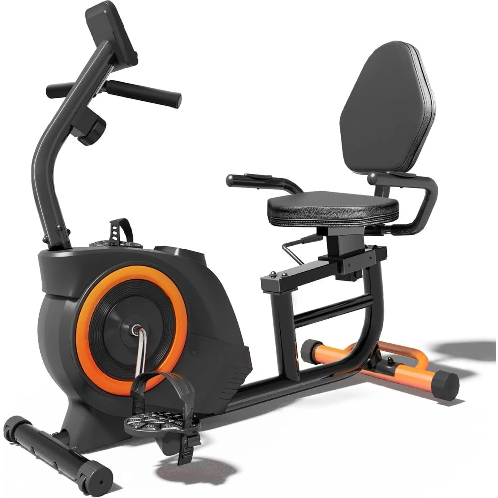

Recumbent Bike with 400LB Weight Capacity Whisper-Quiet 16 Levels Magnetic Resistance Heart Rate Handle