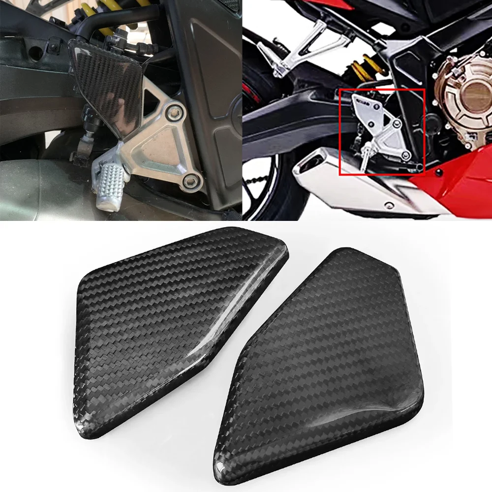 

For Honda CBR650R CB650R CBR CB 650R 2019-2024 Carbon Fiber Heel Plates Guard Motorcycle Foot Pegs Cover Protector Accessories