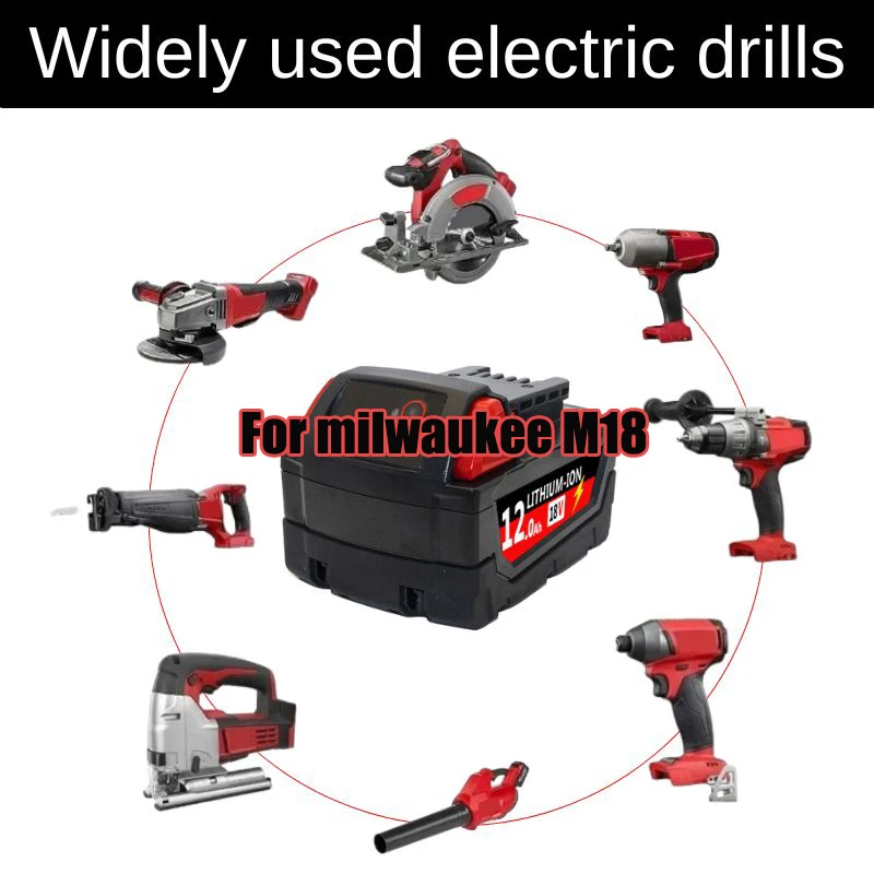 6.0Ah/9.0Ah/12.0Ah For Milwaukee M18 18V Replacement For Milwaukee M18B5 XC Li-ion battery 48-11-1815 2604-20 48-11-1850 charger 3