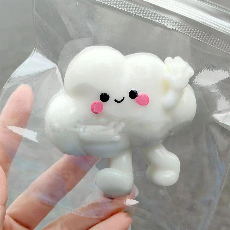 New Cloud Pinch Squeeze Slow Rebound Decompression Toys Creative Cloud Pinch Soft Glossy Flocking Stress Relief Vent Sensory Toy