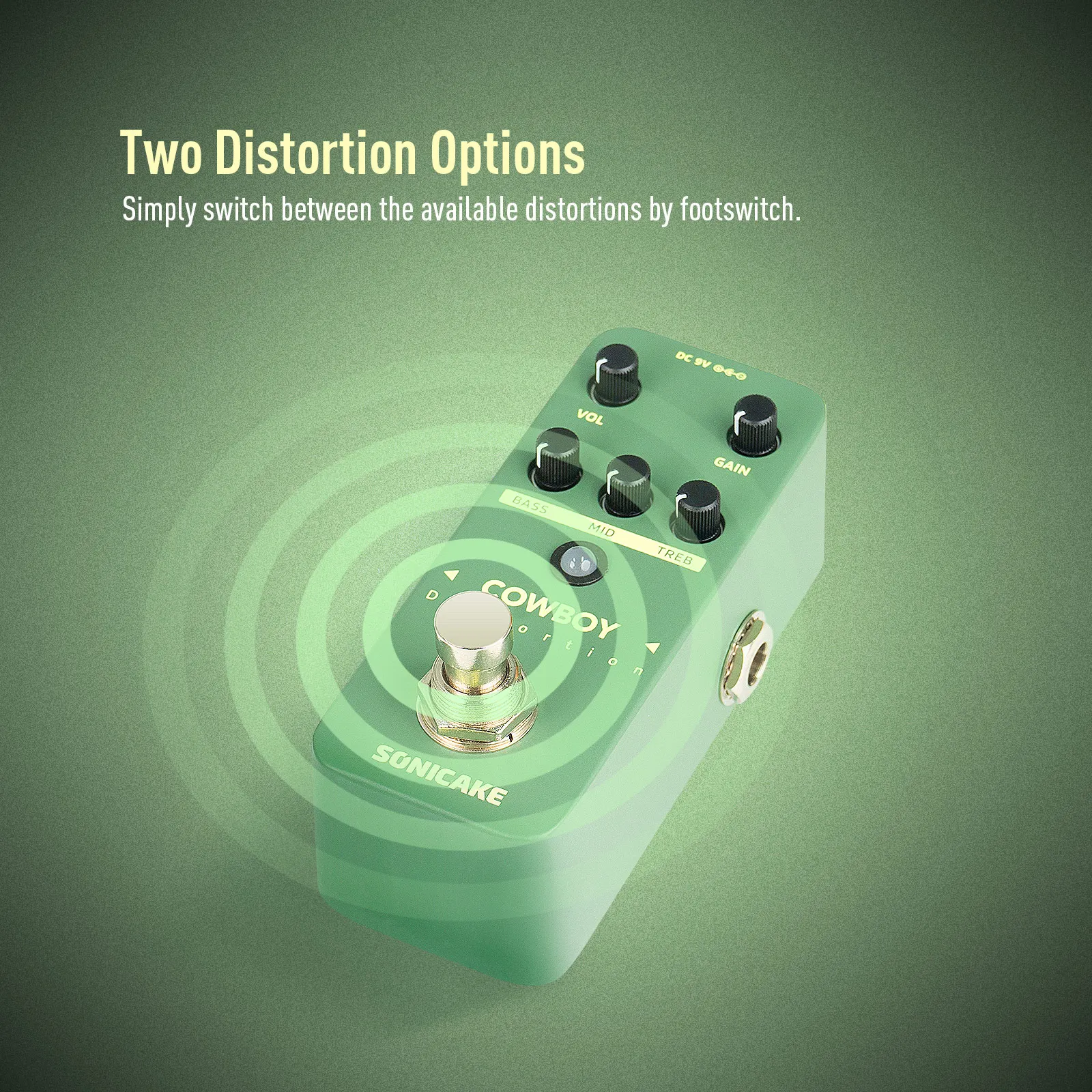 SONICAKE Cowboy Distortion High Gain Guitar Effects Pedal Two Modes Mid-frequency of The Normal Distortion QSS-25
