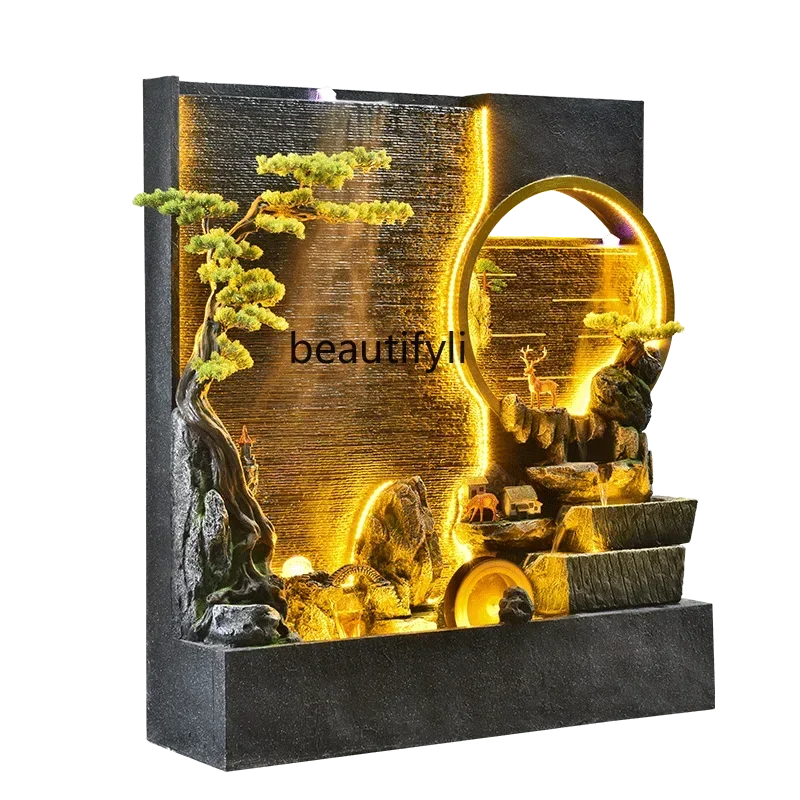 

X Water Curtain Wall Flowing Water Lucky Decoration Floor Hallway Screen Landscape Rockery Fountain Company Decoration