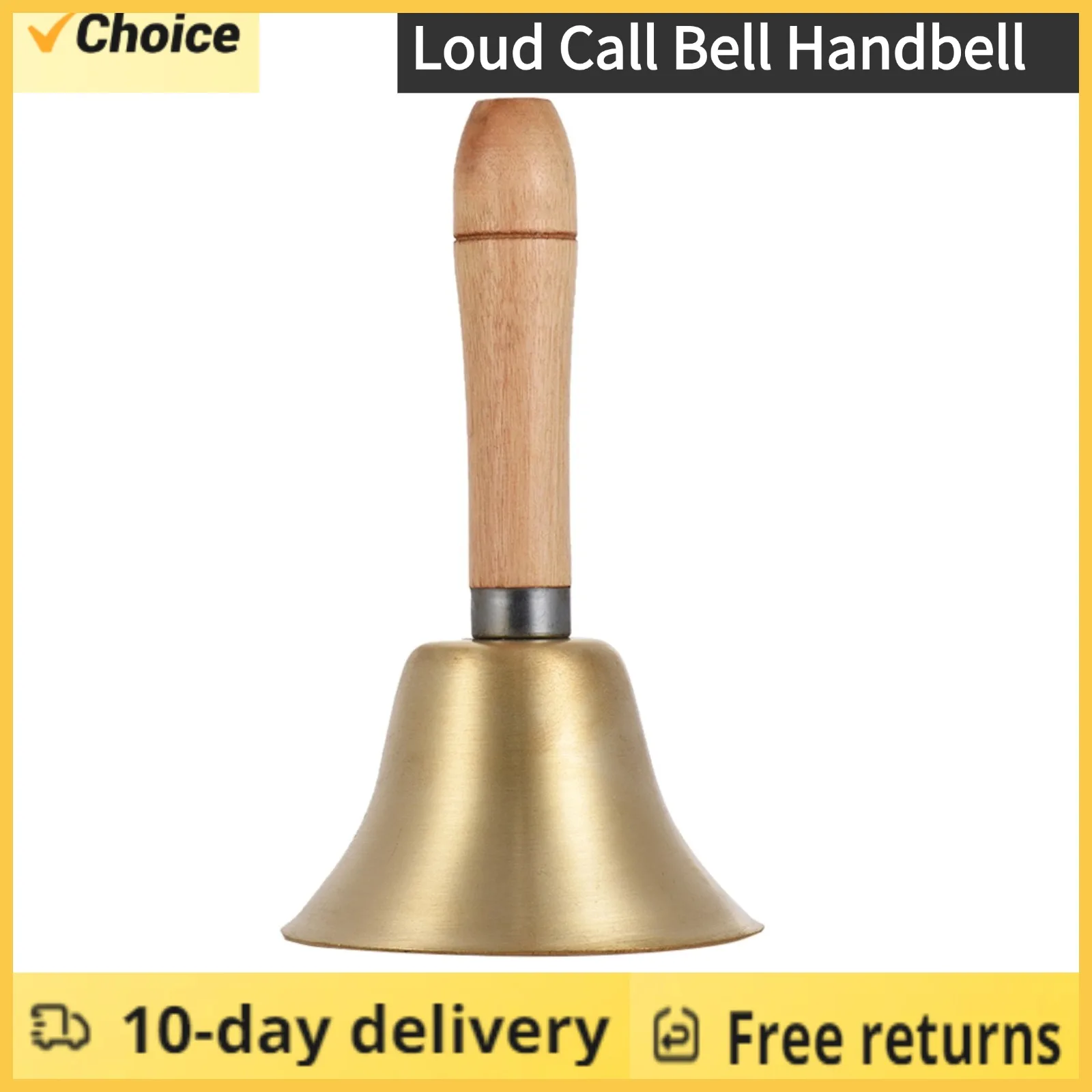 Handbells Brass Handbells Poplar Handles Ring Bells Rocking Instruments Perfect for Holiday Party Decoration